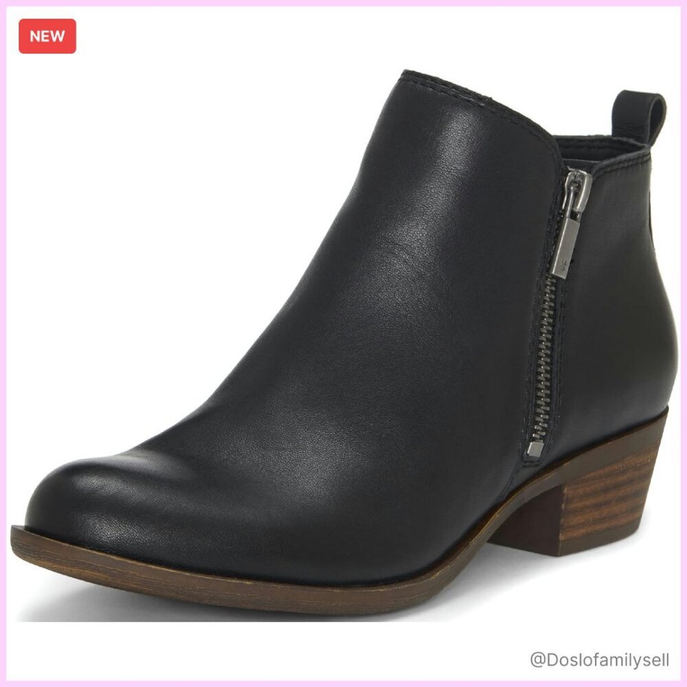 Leather Ankle Booties Classic Chic Retro Dual Zip Comfort Heel